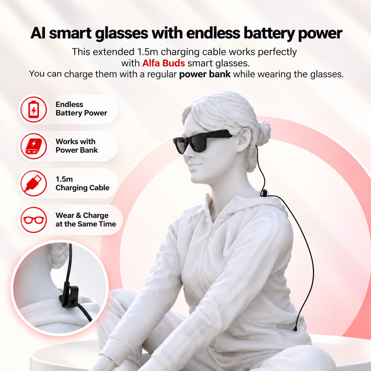 Alfa Buds™ Smart Glasses Power Kit